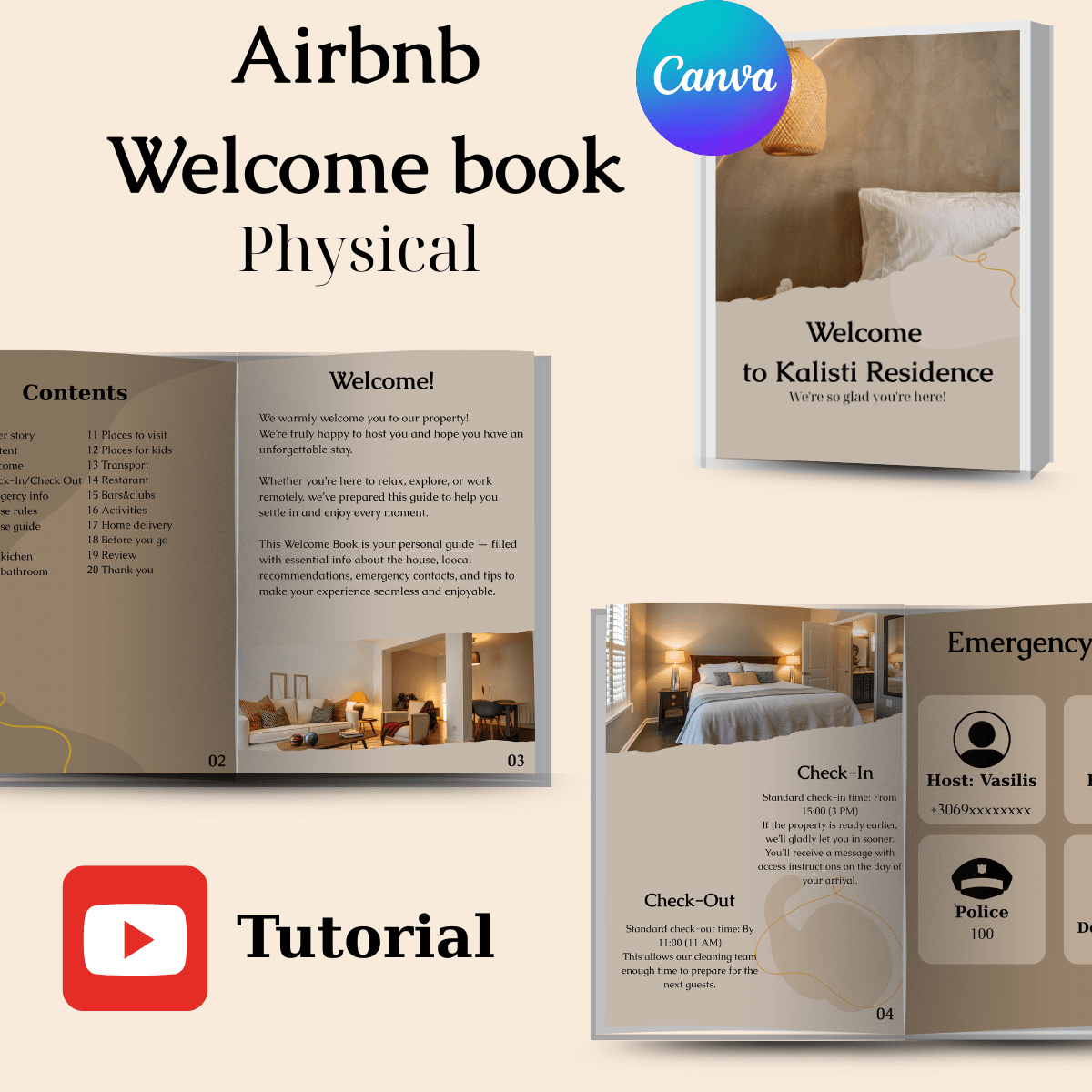 Warm Physical Welcome Book – A Stylish Airbnb Guest Book Template-image